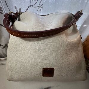 Dooney & Bourke Clean White Pebbled Leather Twist Strap Hobo
